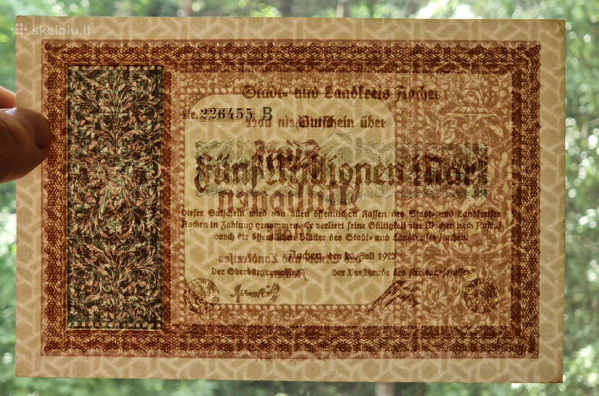 5 000 000 mark 1923 Vokietija Aachen Unc - nuotraukos Nr. 2