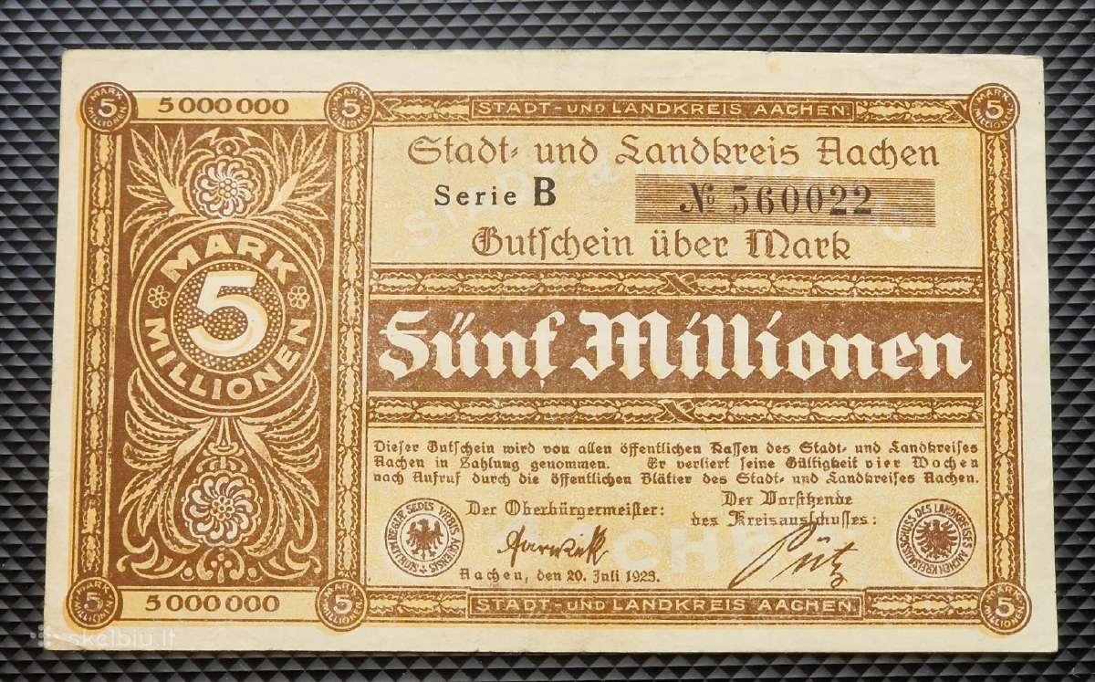 5 000 000 mark 1923 Vokietija Aachen