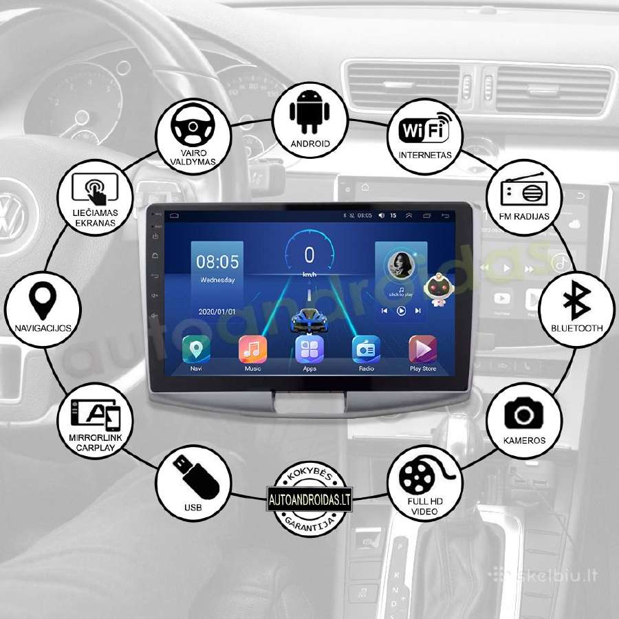 Vw passat B6, B7,cc 2011-15 Android multimedia GPS - nuotraukos Nr. 2