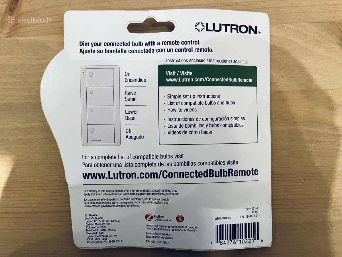 Lutron Connected Bulb Remote Lzl-4b-wh-l01 -White - nuotraukos Nr. 2