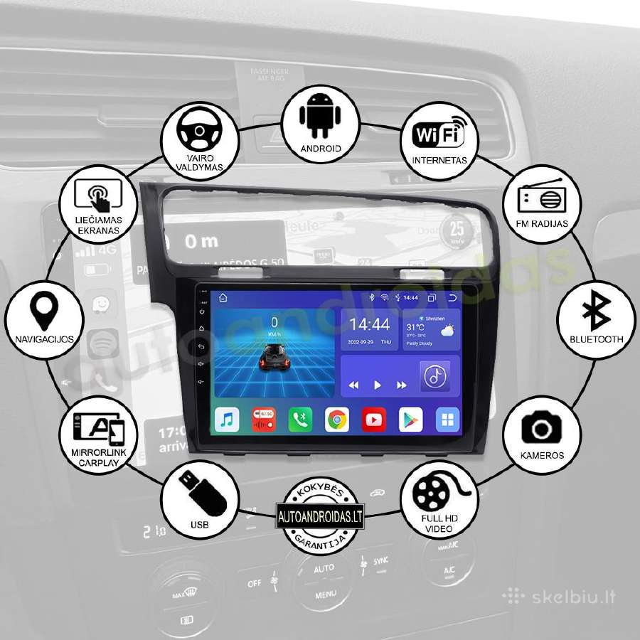 Golf 7 2011-21 Android multimedia Usb/GPS/WiFi/bt - nuotraukos Nr. 2