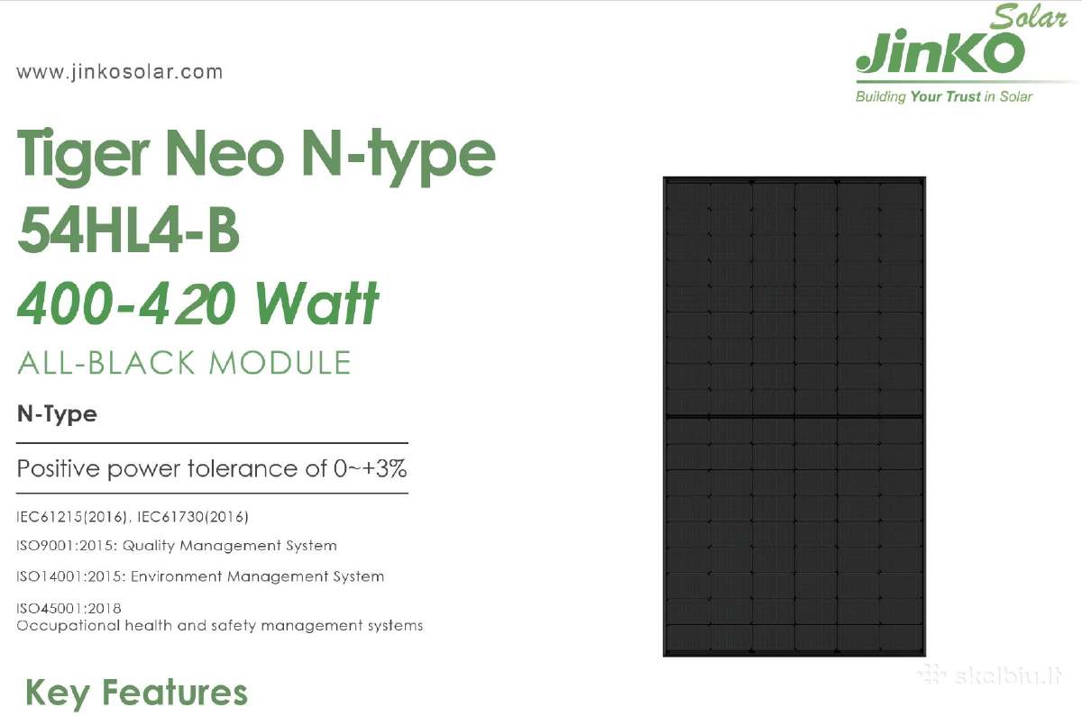 Jinko Solar N-type Tiger Neo 420w Full Black - Skelbiu.lt