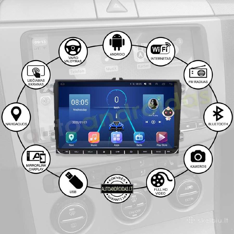 Vw, Skoda, Seat 2003-15 Android multimedia Usb/GPS - nuotraukos Nr. 2