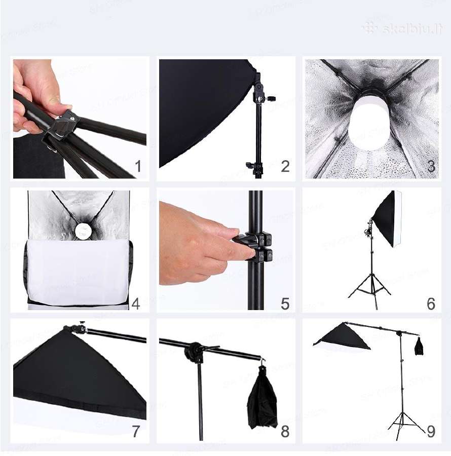 Foto studijos rinkinys su trimis 135w softbox - nuotraukos Nr. 6