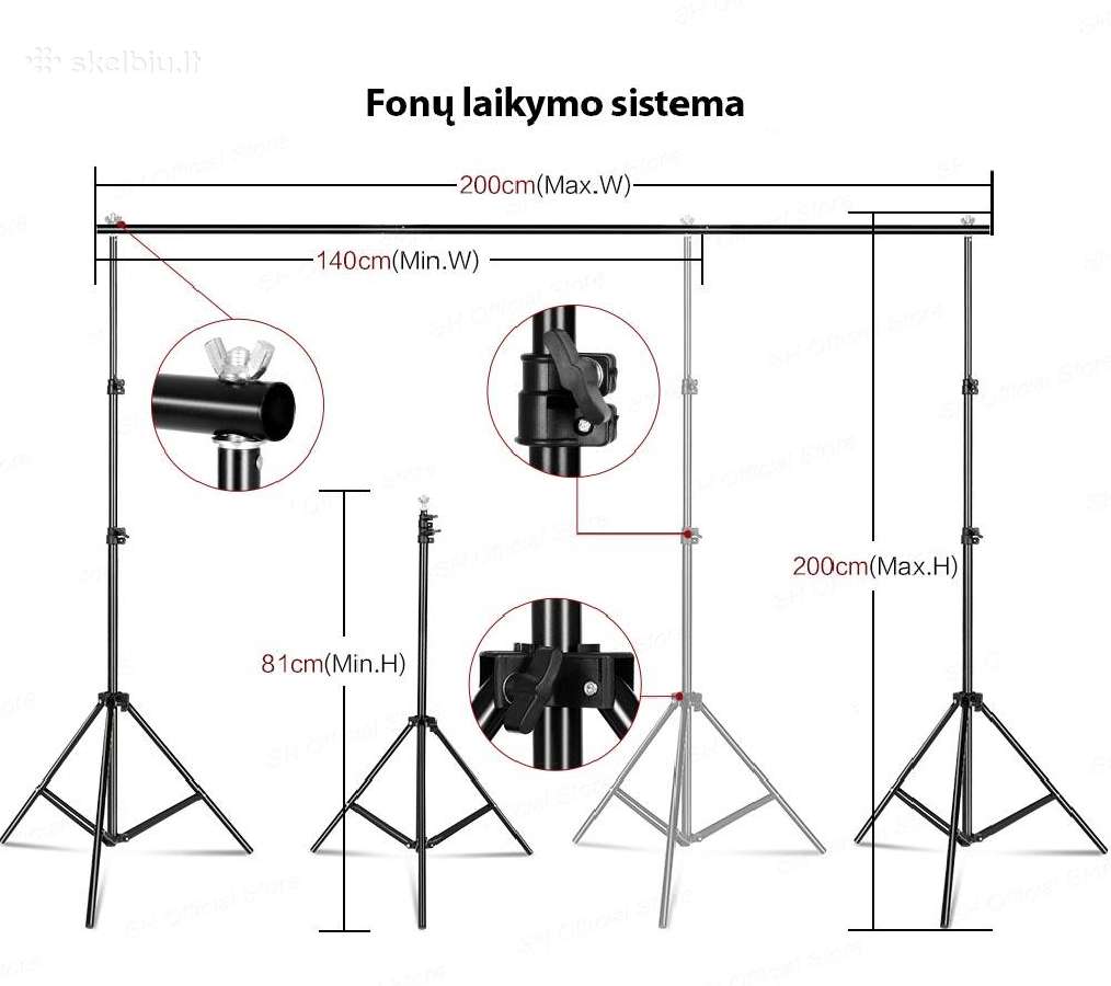 Foto studijos rinkinys su trimis 135w softbox - nuotraukos Nr. 3