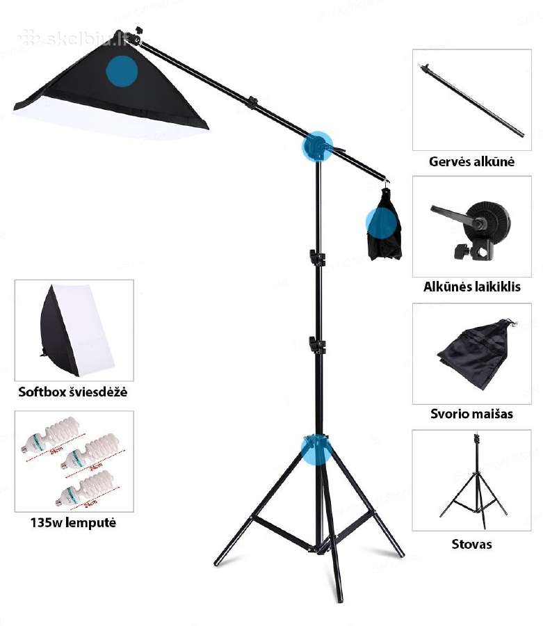 Foto studijos rinkinys su trimis 135w softbox - nuotraukos Nr. 4