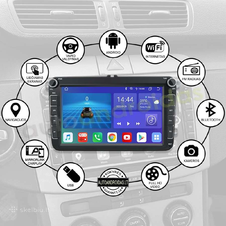 Vw Golf Passat Touran Tiguan Android multimedia - nuotraukos Nr. 3