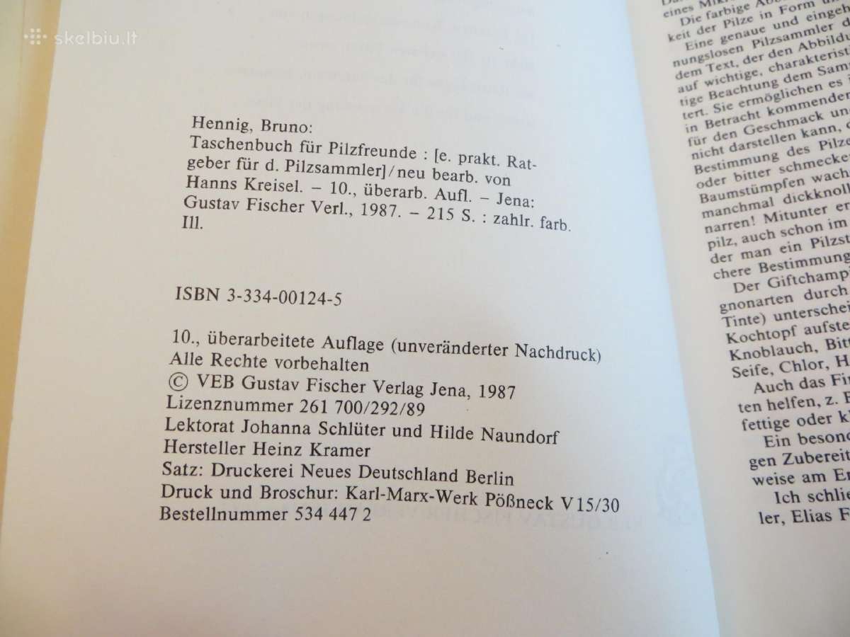 Knyga Kišeninė grybautojų knyga. Vokiškai. 1987 - nuotraukos Nr. 4