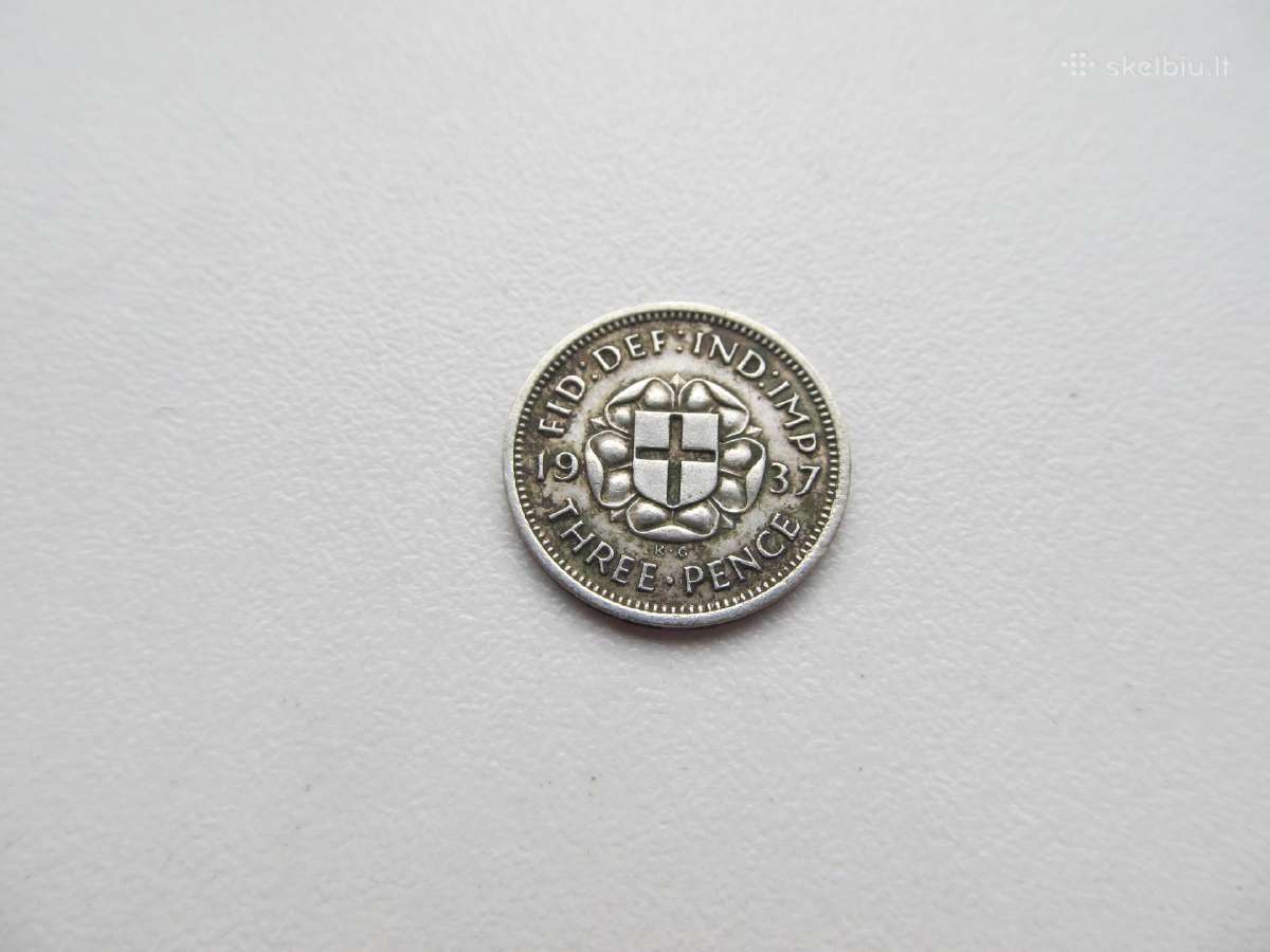 3 pence , Anglija , 1937,1938 sidabras