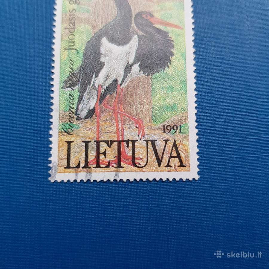 Lietuva 1991 m. Juodasis gandras, antsp. su klaida - nuotraukos Nr. 2