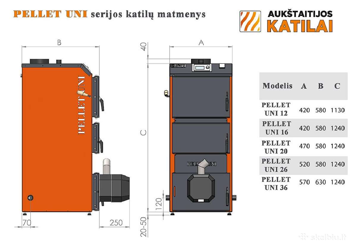 Granuliniai kombinuoti katilai Pellet Uni 5 kl. - nuotraukos Nr. 4