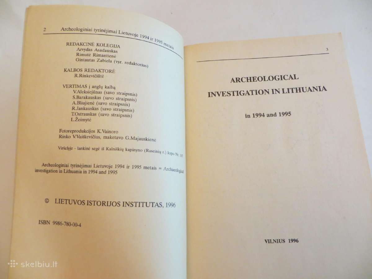 Knyga Archeologiniai tyrinėjimai Lietuvoje 1994-95 - nuotraukos Nr. 4