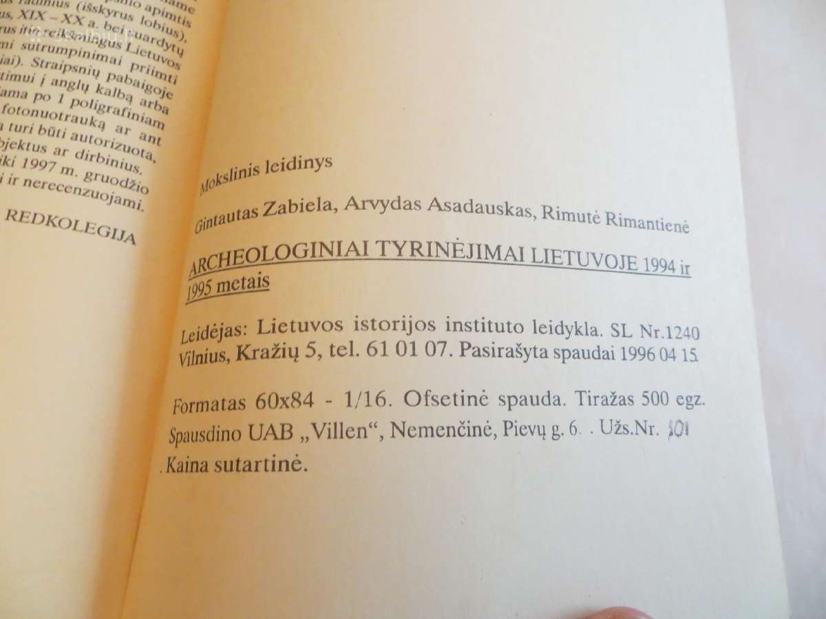 Knyga Archeologiniai tyrinėjimai Lietuvoje 1994-95 - nuotraukos Nr. 36