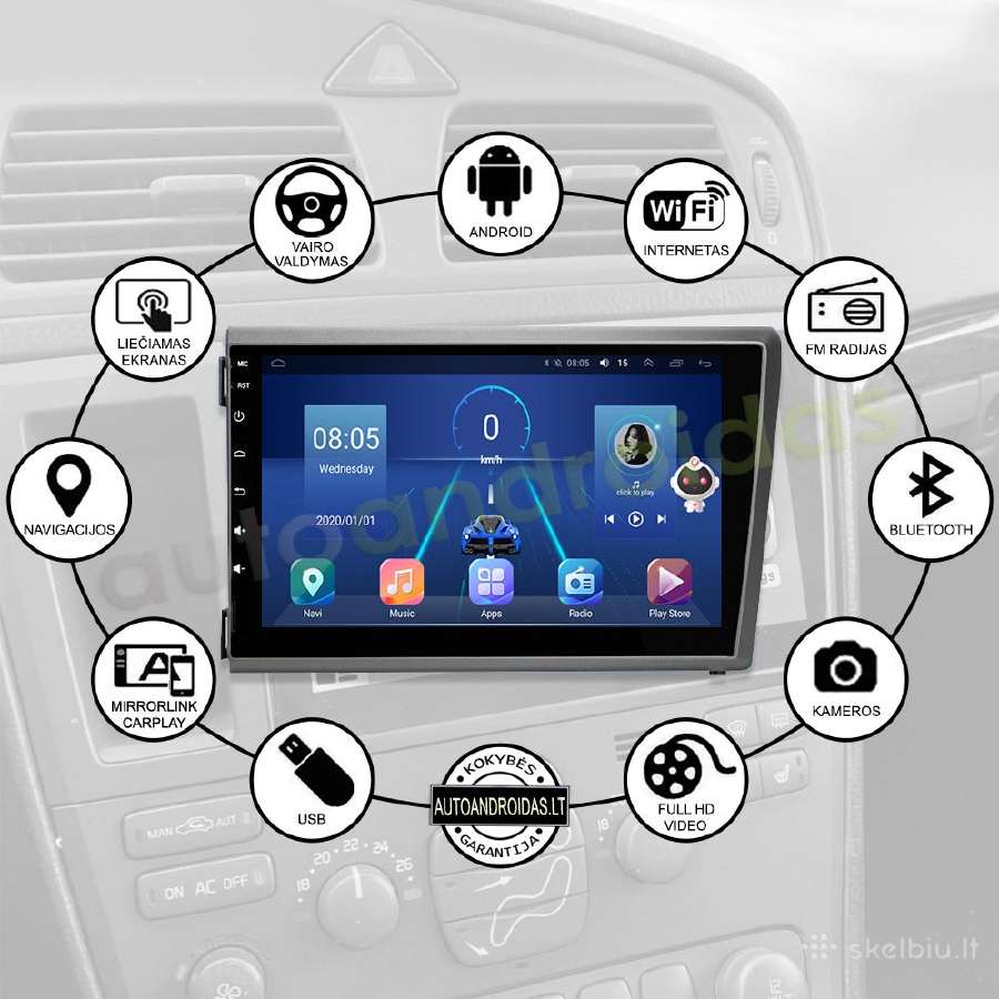 Volvo S60 V70 XC70 XC90 2000-04 Android multimedia - nuotraukos Nr. 2