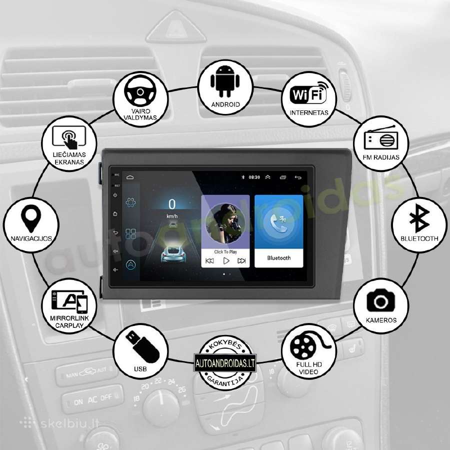 Volvo S60 V70 XC70 XC90 2000-04 Android multimedia - nuotraukos Nr. 3