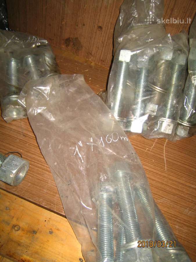 Cinkuotos smeigės 1" x 160 mm + 2 veržlės - nuotraukos Nr. 2
