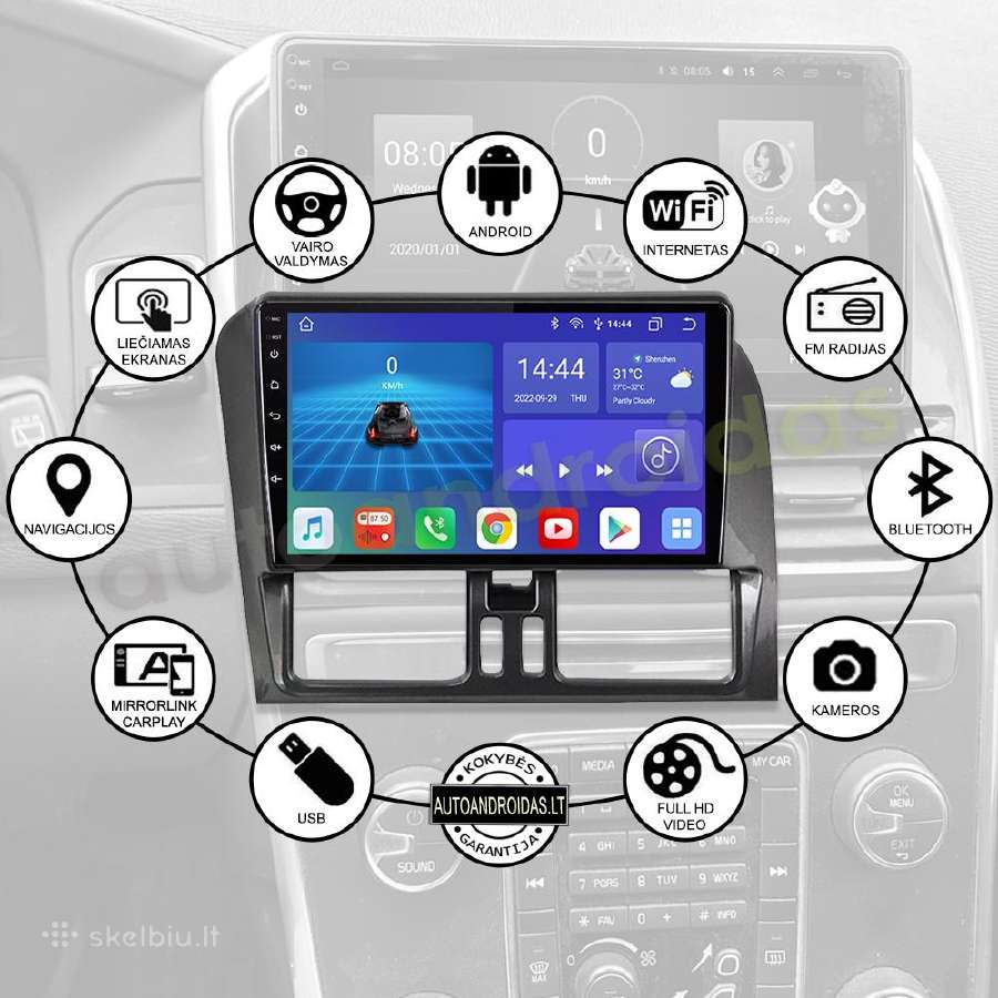 Volvo XC60 2008-17 Android multimedia Usb/GPS/WiFi - nuotraukos Nr. 2
