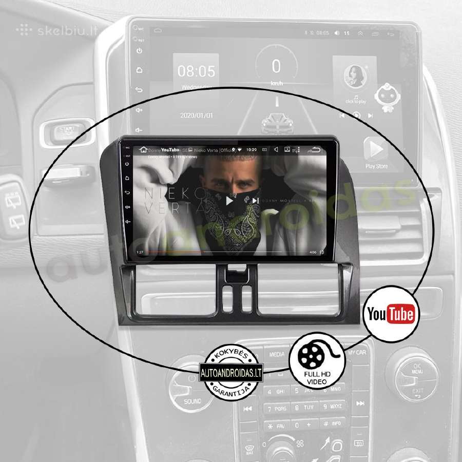Volvo XC60 2008-17 Android multimedia Usb/GPS/WiFi - nuotraukos Nr. 9