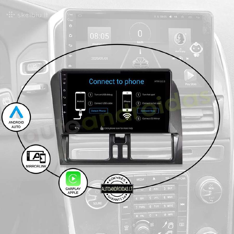 Volvo XC60 2008-17 Android multimedia Usb/GPS/WiFi - nuotraukos Nr. 10
