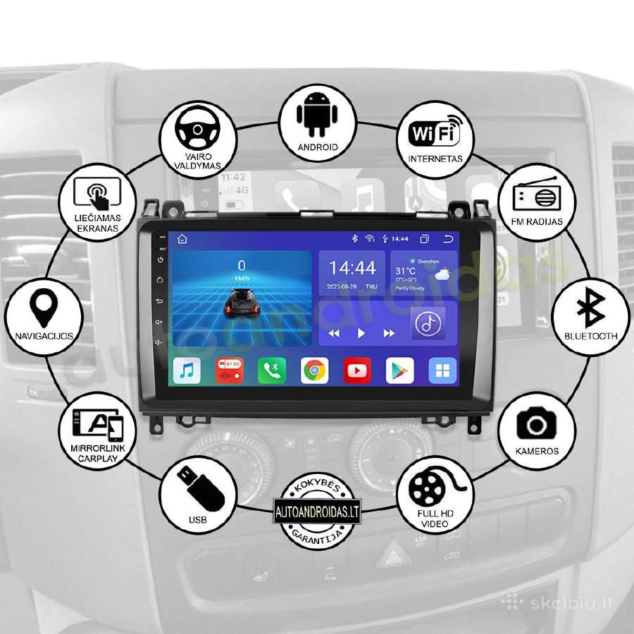 Sprinter Crafter 2004-12 Android multimedia GPS - nuotraukos Nr. 2