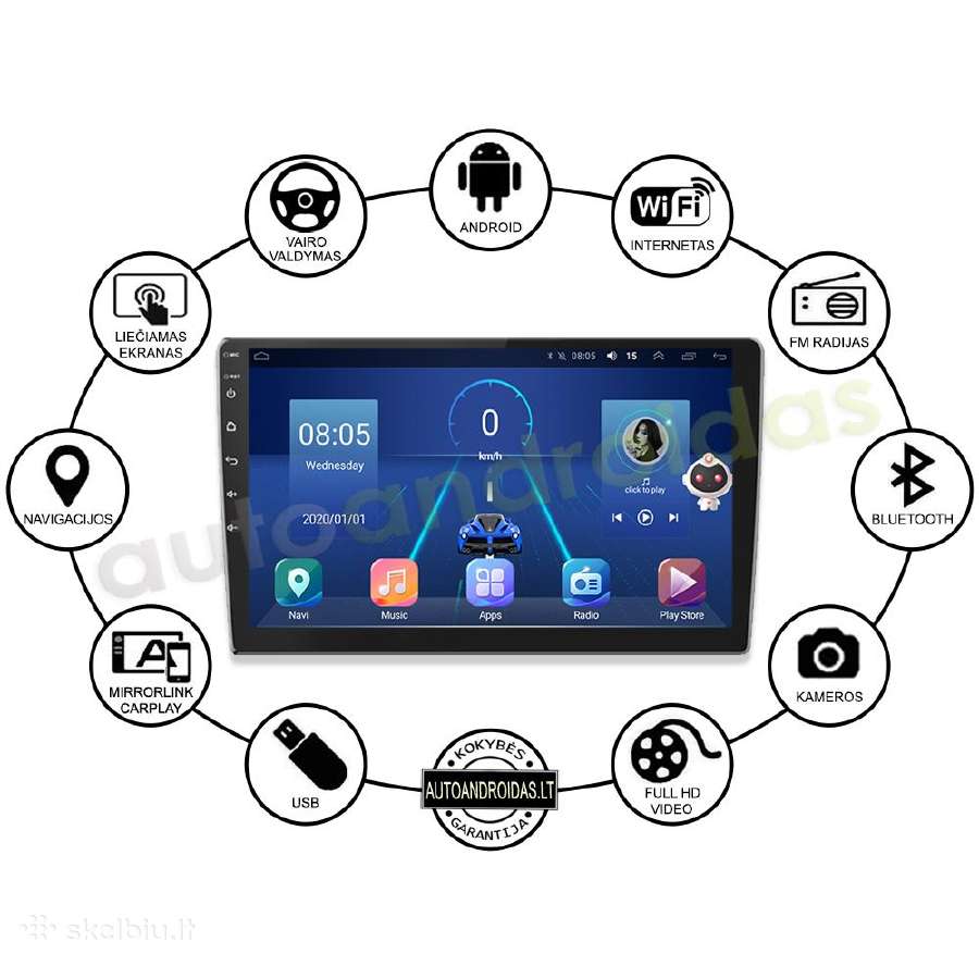 9" coliu Android Multimedia WiFi/GPS/usb/bluetooth - nuotraukos Nr. 3