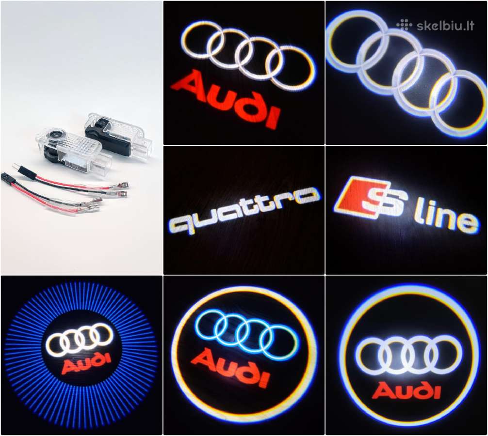 Audi S line 3D LED Logo Durų Logotipai Projekcijos - nuotraukos Nr. 2