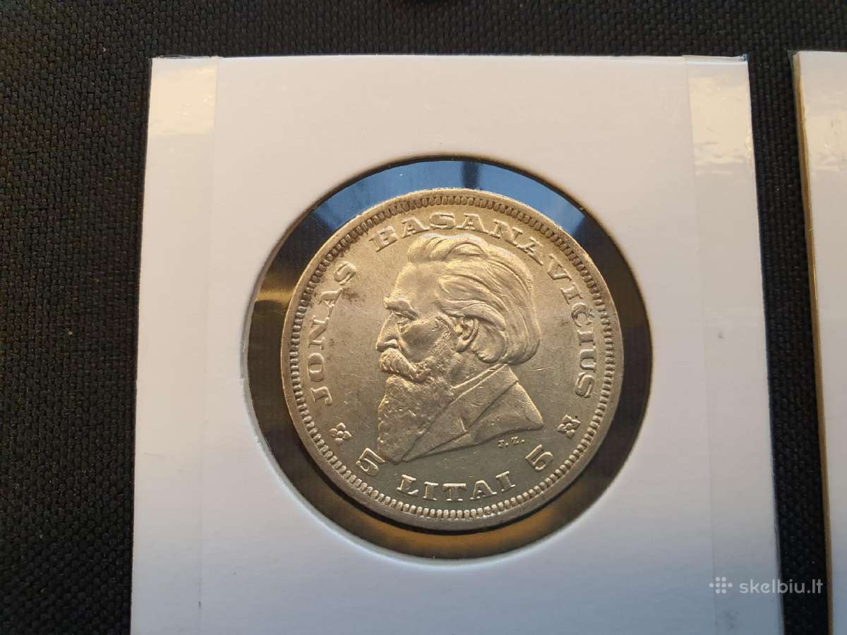 1936 m 5 litai Basanavičius x2 vnt. - nuotraukos Nr. 4