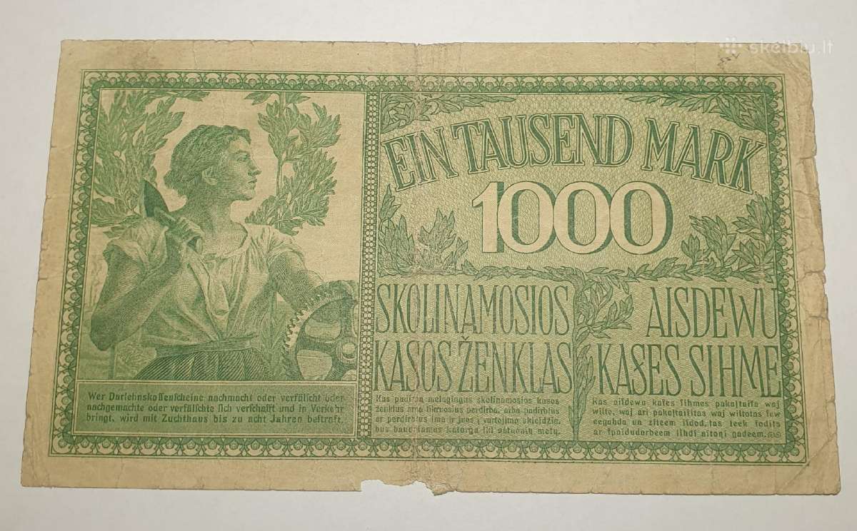 1000 Ost Mark 1918 metų - nuotraukos Nr. 2