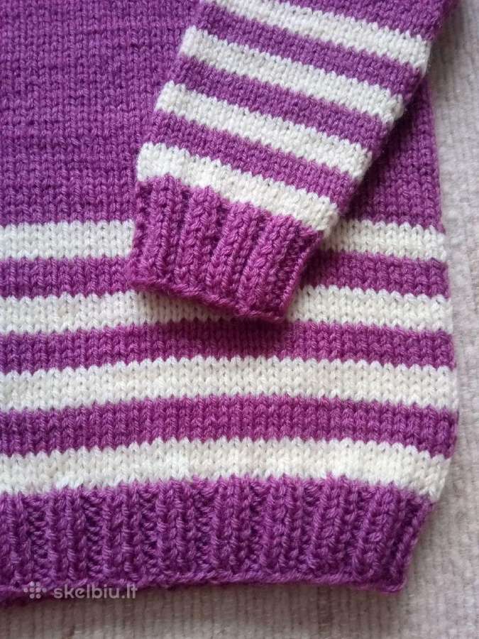 Violetinis dryžuotas megztukas ir kepurė - nuotraukos Nr. 2