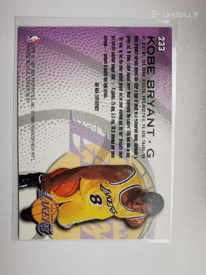 Kobe Bryant #233 [Rookie] 1996 Korta - nuotraukos Nr. 4