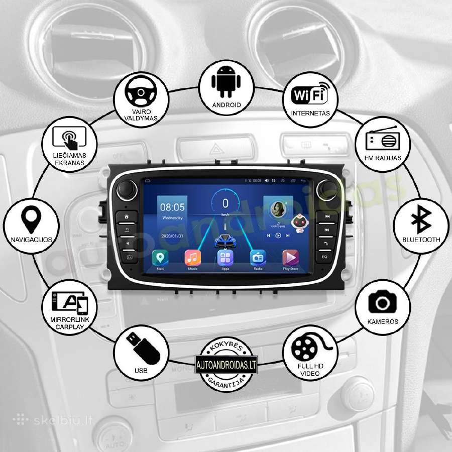 Ford S-max Mondeo 2007-12 Android multimedia WiFi - nuotraukos Nr. 2