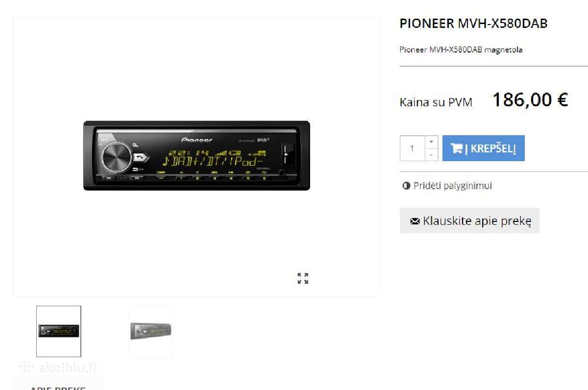 Parduodu pioneer mvh-x580dab - nuotraukos Nr. 3