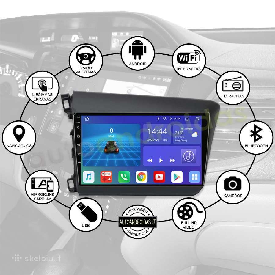 Honda Civic 2012-15 Android multimedia WiFi/GPS/bt - nuotraukos Nr. 2