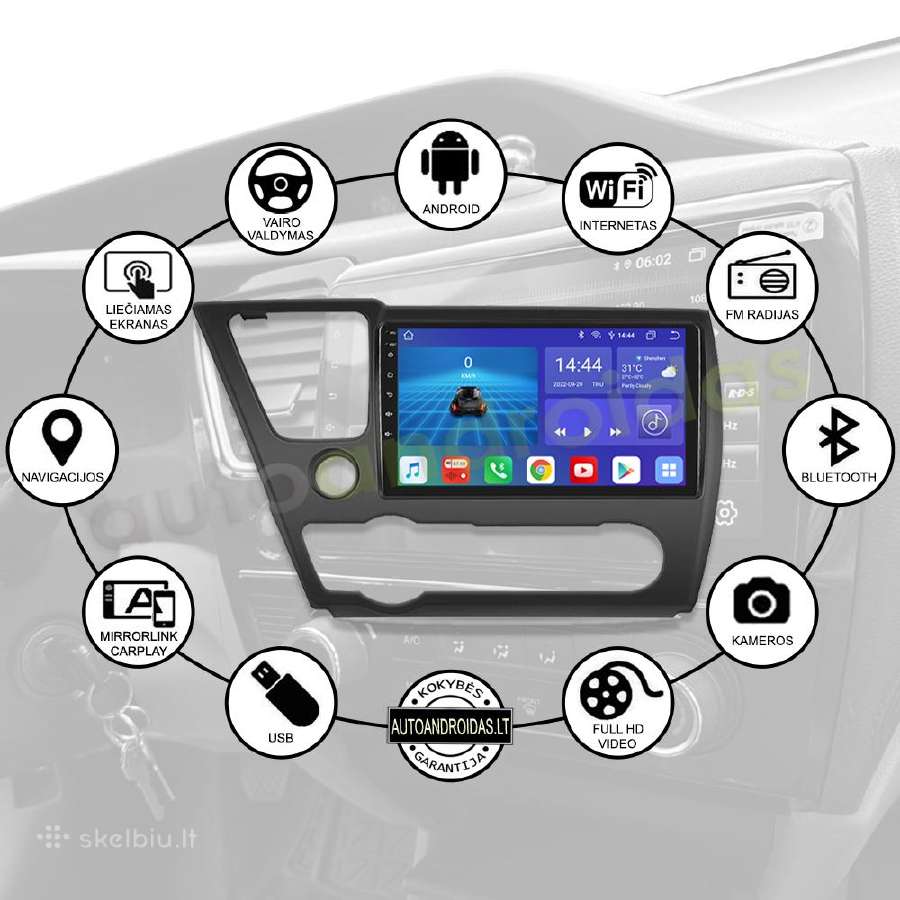Honda Civic 2013-17 Android multimedia WiFi/GPS/bt - nuotraukos Nr. 2