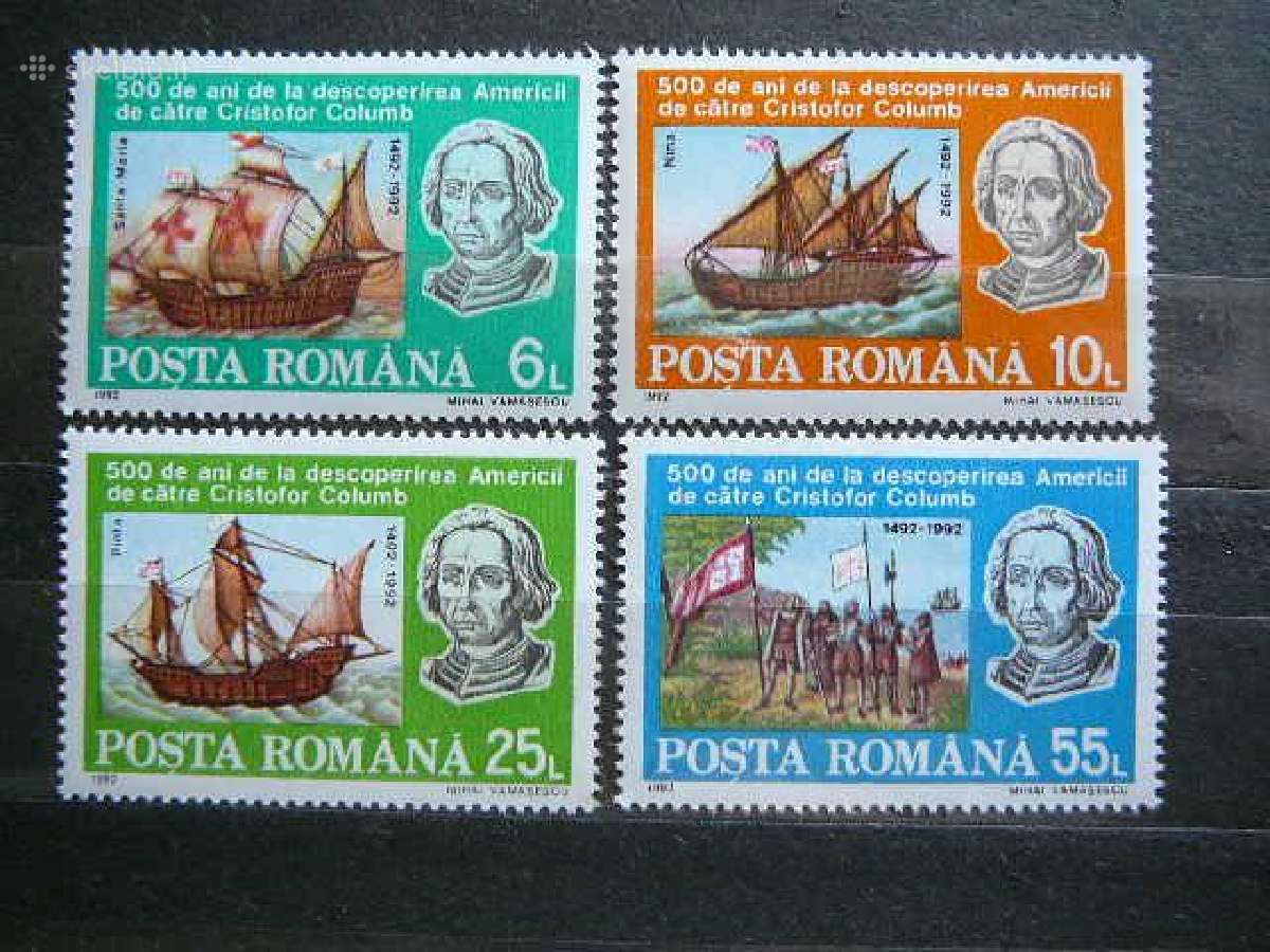 Burlaiviai Laivai K. Kolumbas Rumunija 1992 rm4824