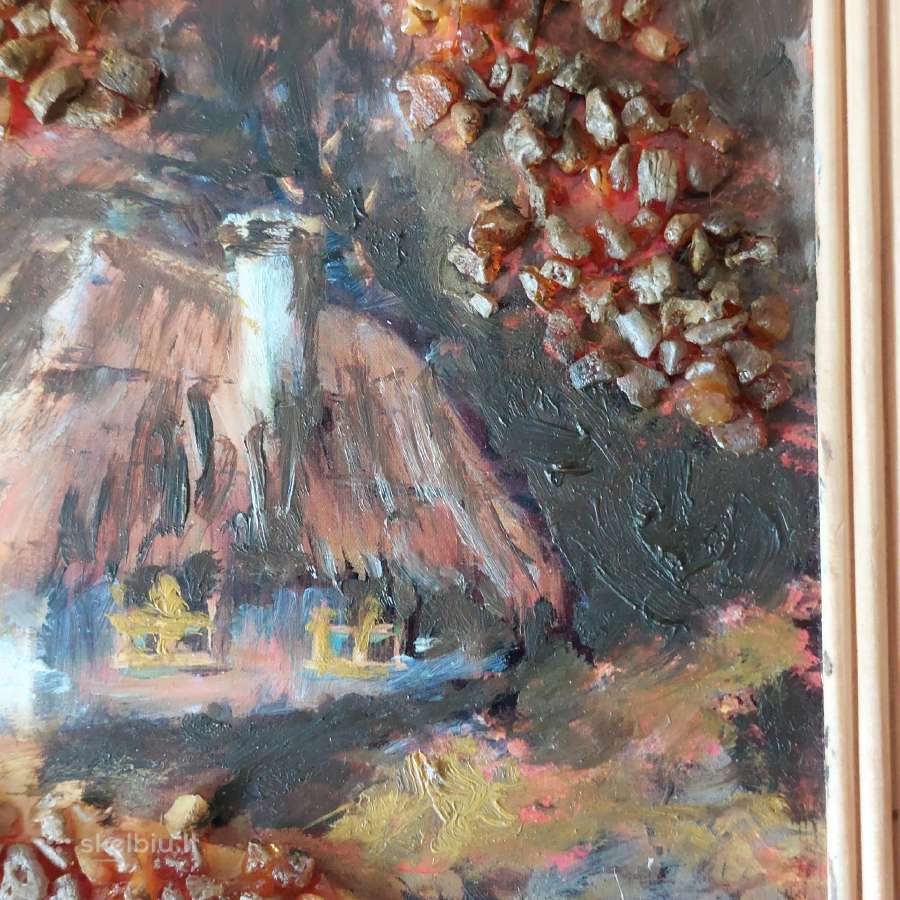 Paveikslas-mozaika .Aliejiniai dažai ir gintaras . - nuotraukos Nr. 7