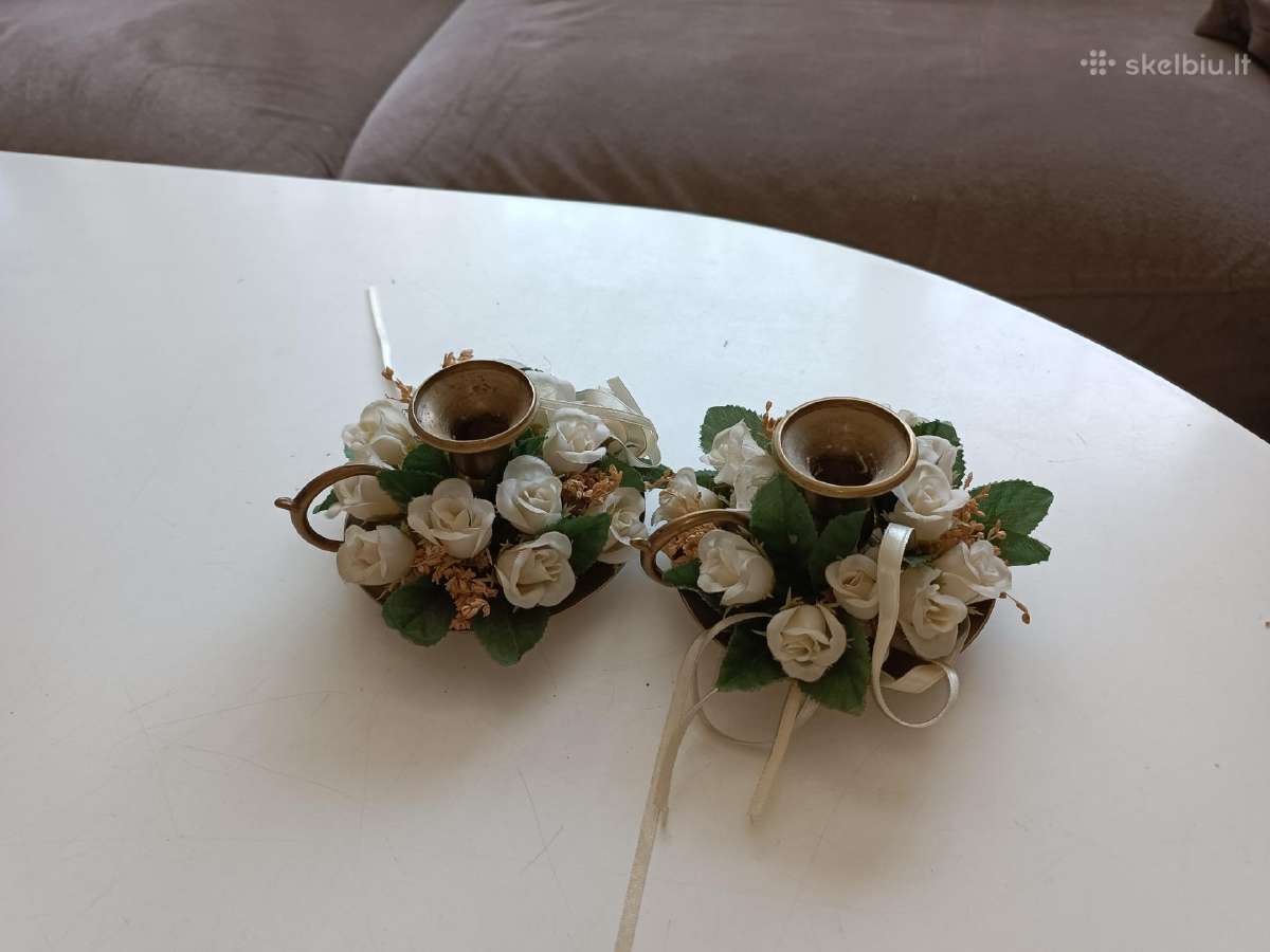 2 žvakidės su rankenėle ir dubenėliu bei vainikais - nuotraukos Nr. 6