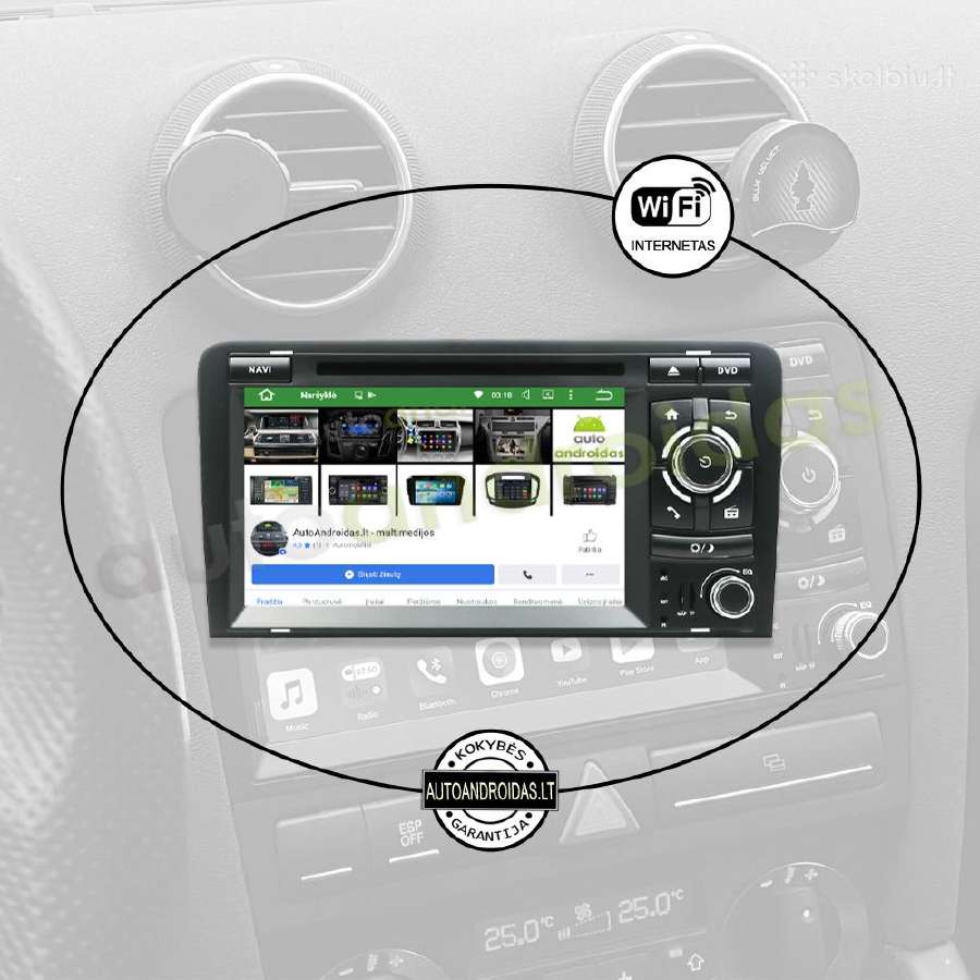 Audi A3 2003-12 Android multimedia Usb/GPS/WiFi/bt - nuotraukos Nr. 3