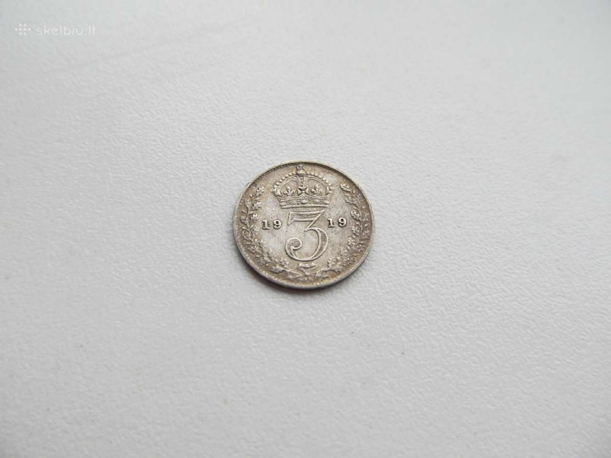 3 pence , Anglija , 1919, 1920 sidabras