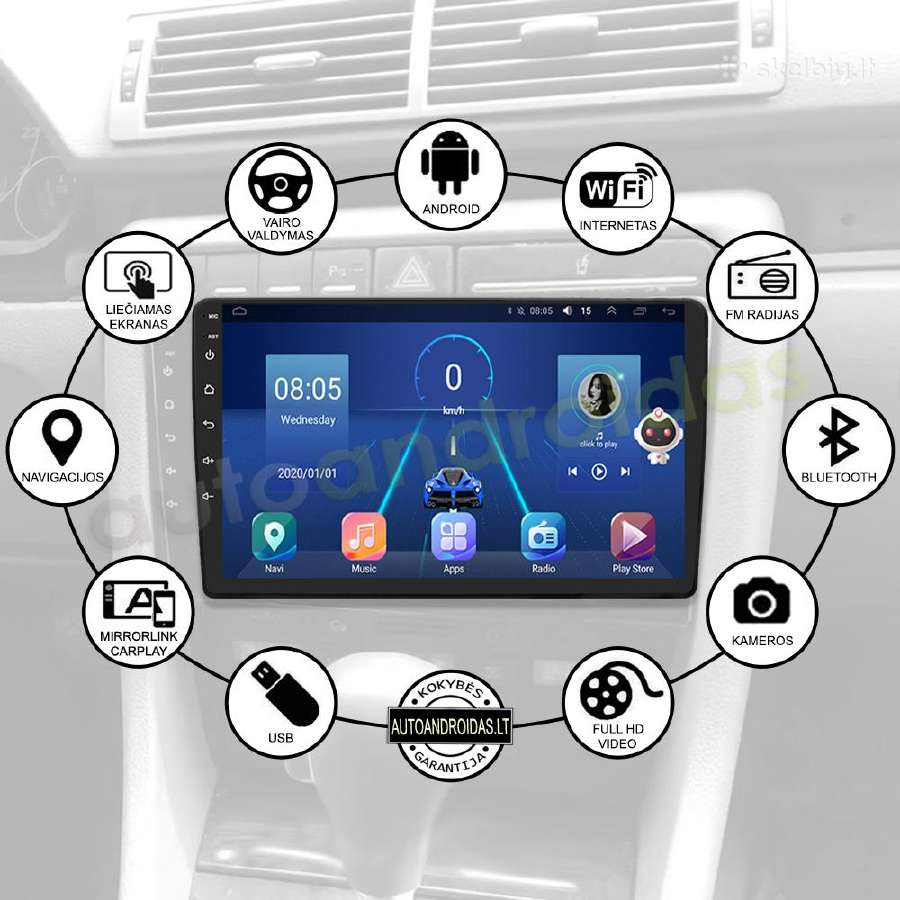 Audi A4 B6 B7 2002-08 Android multimedia GPS/WiFi - nuotraukos Nr. 2