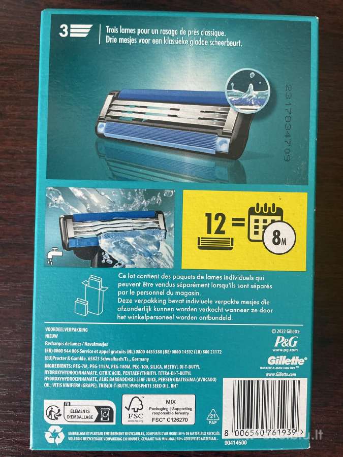 Gillette Mach3 originalūs peiliukai 12vnt - nuotraukos Nr. 2