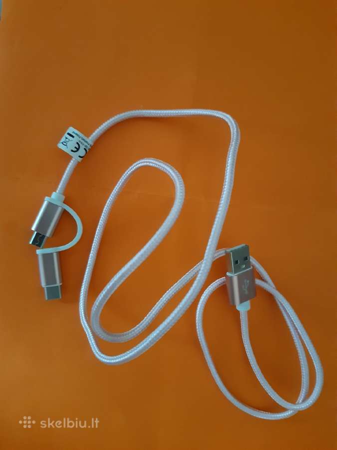 Usb-type C ,Usb- mikro Usb pakrovimo laidas - 1m. - nuotraukos Nr. 3