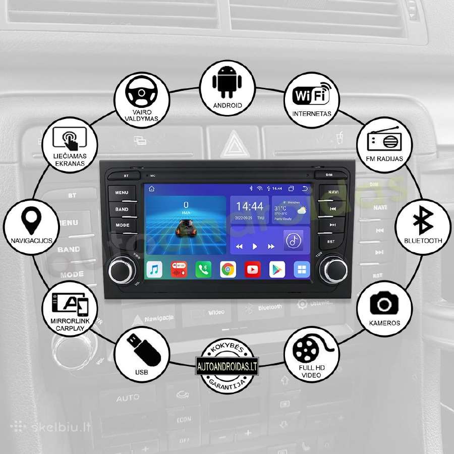 Audi A4 B6 B7 2002-08 Symphony Android multimedia - nuotraukos Nr. 2