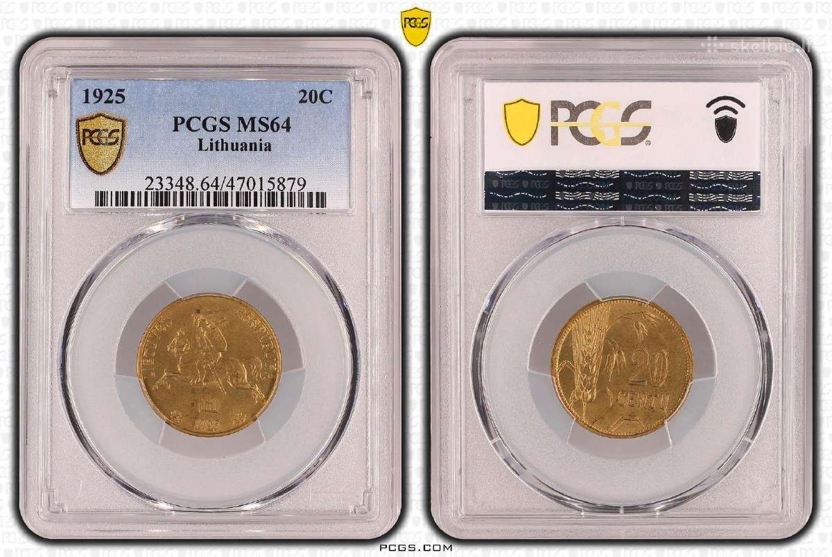 Pcgs Ms64 1925 20 centų