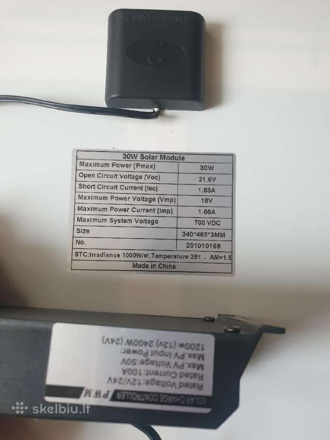Saulės baterijos komplektas su valdikliu 30w 100a - nuotraukos Nr. 3