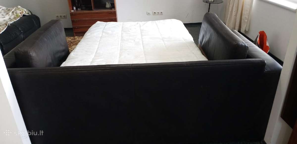 Natūralios minkštos odos sofa-lova - nuotraukos Nr. 2