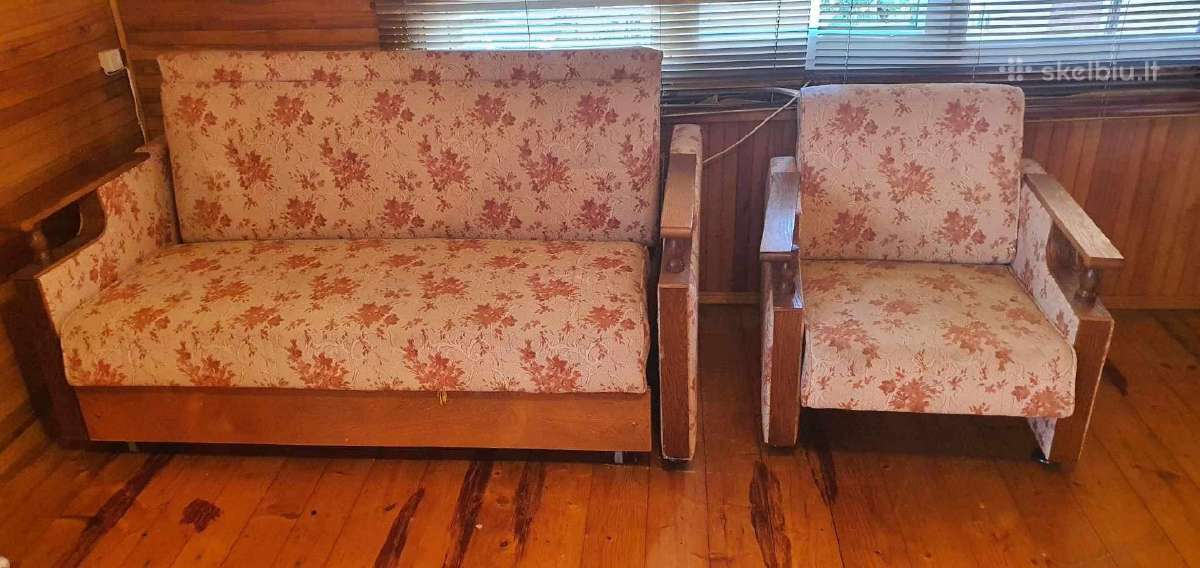 Miegama sofa su 2 foteliais