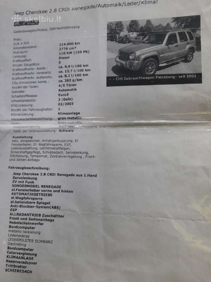 Jeep Cherokee, visureigis Renegase - nuotraukos Nr. 10