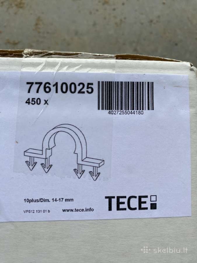 Tece kabliukai šildomo vamzdžio tvirtinimui