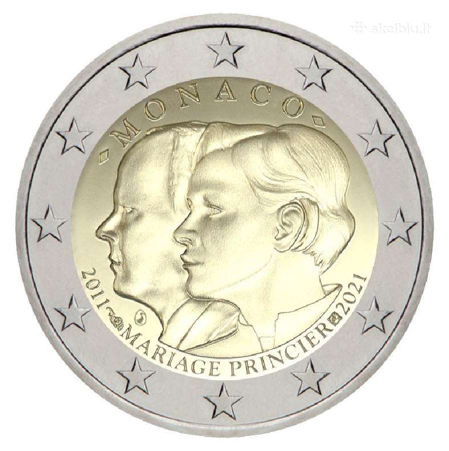 2021 Metų 2 Eurų Monako Moneta - nuotraukos Nr. 2